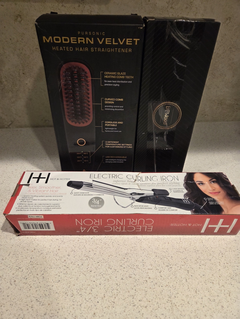 Pursonic Heated Hair Straightener + H+H 3/4" Curling Iron – Hair Styling Bundle